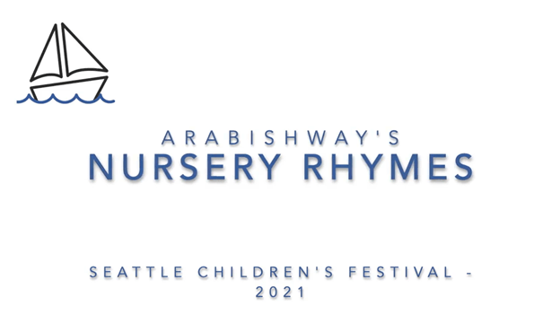 White background with Blue letters spelling Arabishways' Nursery Rhymes 